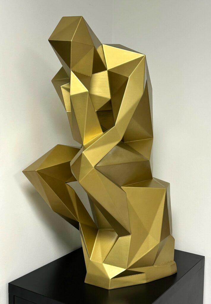 Penseur Rodin low poly grand format impression 3D plastique finition peinture vernis — TiPi3D
