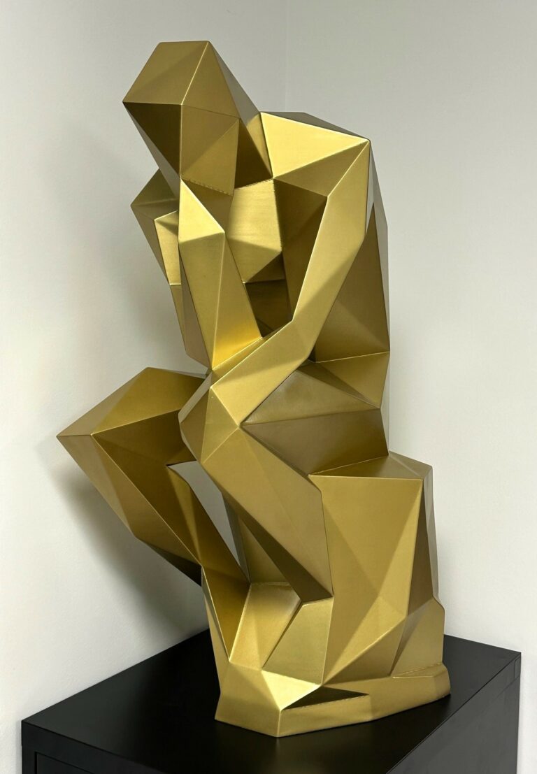 Penseur Rodin low poly grand format impression 3D plastique finition peinture vernis — TiPi3D
